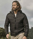 Tee Jays Crossover Hooded Padded Outdoor Jacket - Black/Black Melange