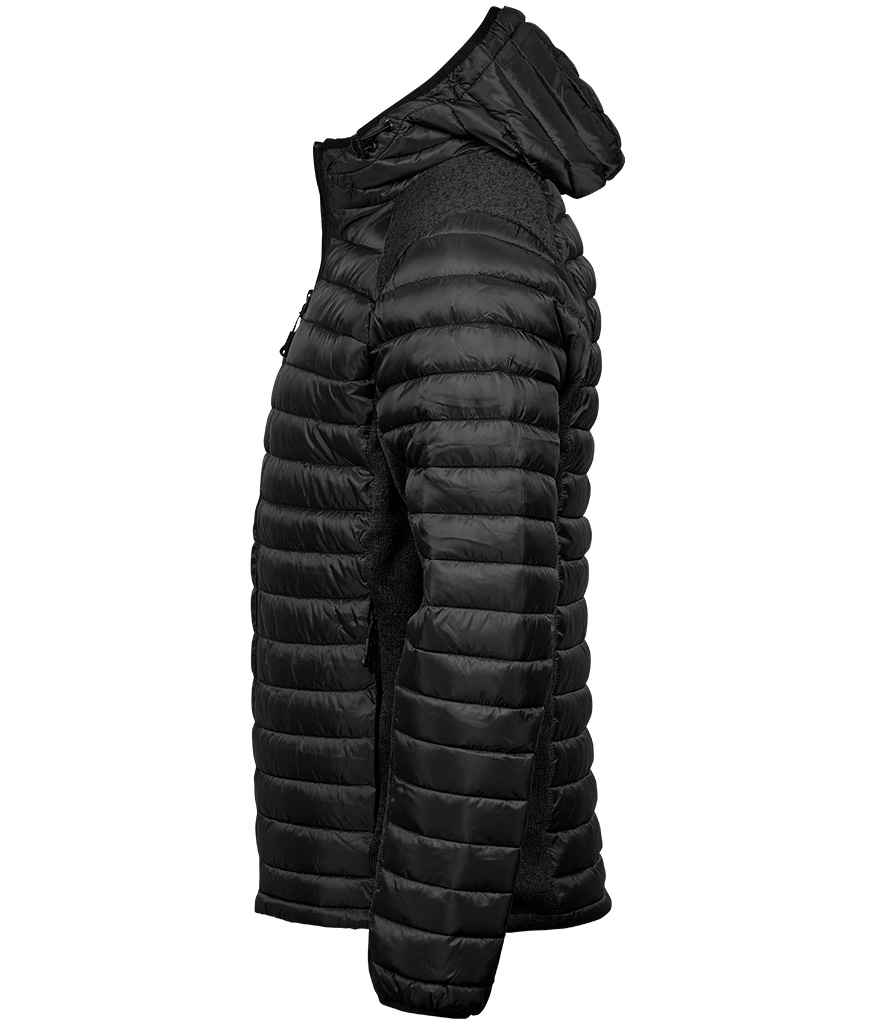 Tee Jays Crossover Hooded Padded Outdoor Jacket - Black/Black Melange