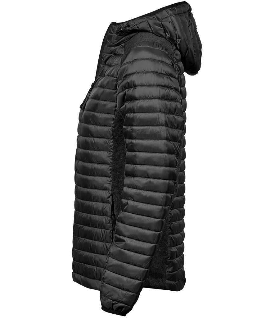 Tee Jays Ladies Crossover Hooded Padded Outdoor Jacket - Black/Black Melange