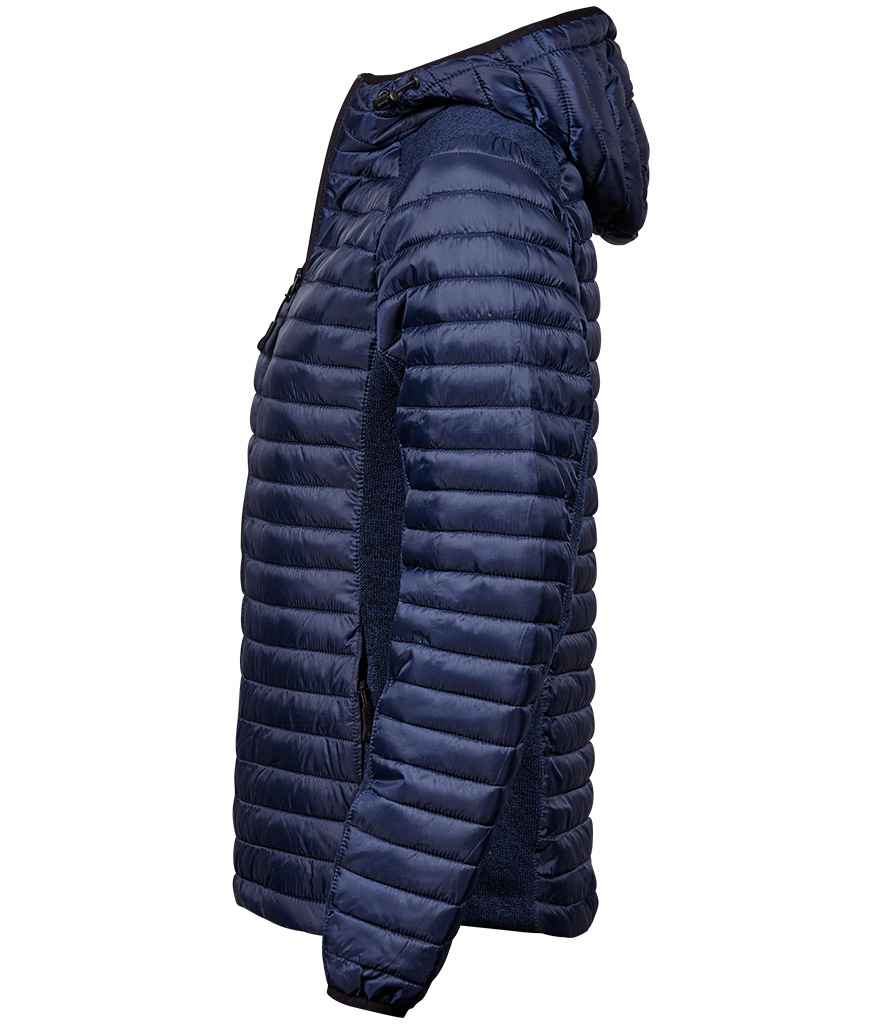 Tee Jays Ladies Crossover Hooded Padded Outdoor Jacket - Navy/Navy Melange