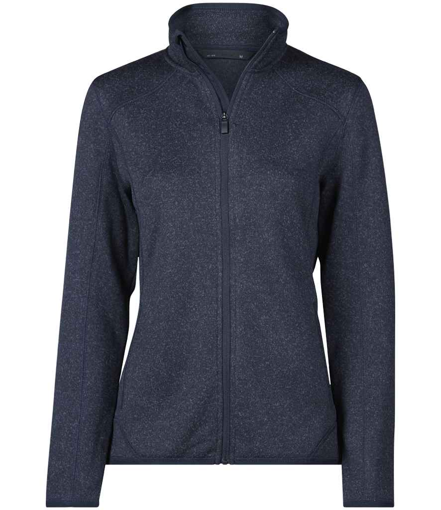 Tee Jays Ladies Knitted Outdoor Fleece Jacket - Navy Melange