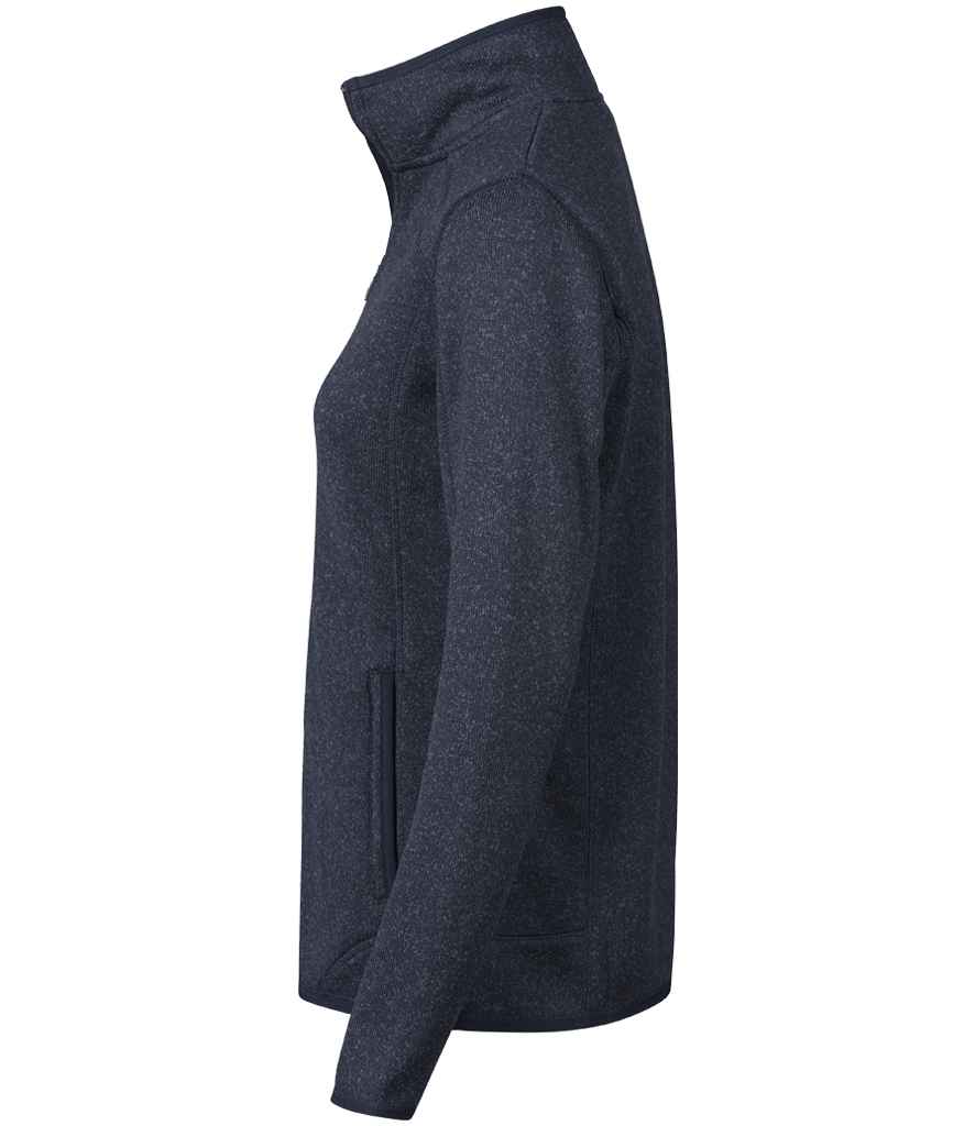 Tee Jays Ladies Knitted Outdoor Fleece Jacket - Navy Melange