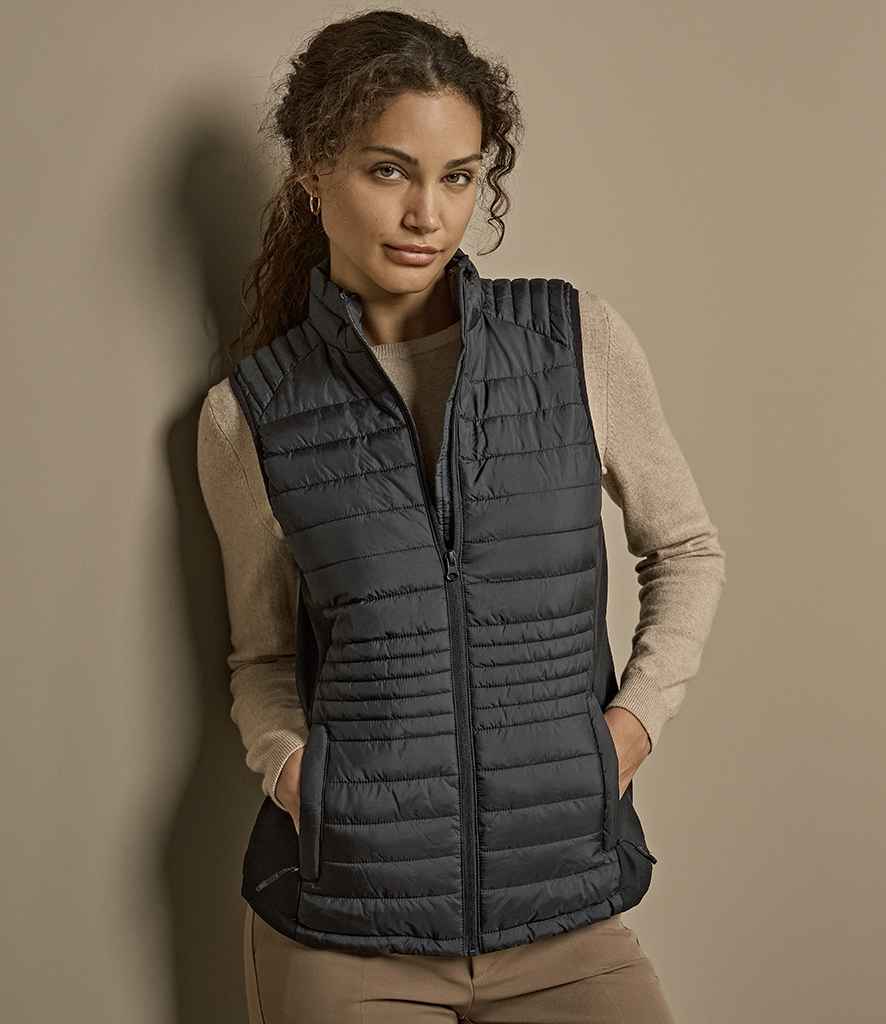 Tee Jays Ladies Crossover Padded Bodywarmer - Black/Black