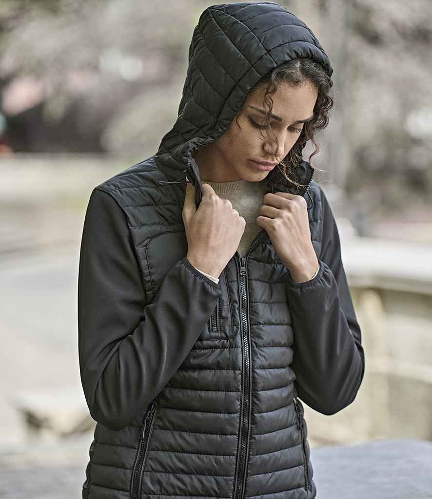 Tee Jays Ladies Crossover Hooded Jacket - Black/Black
