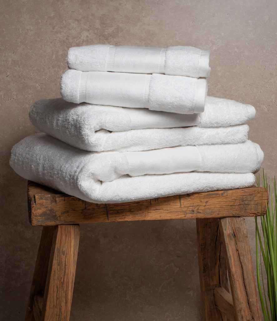 Towel City Organic Printable Border Hand Towel - White