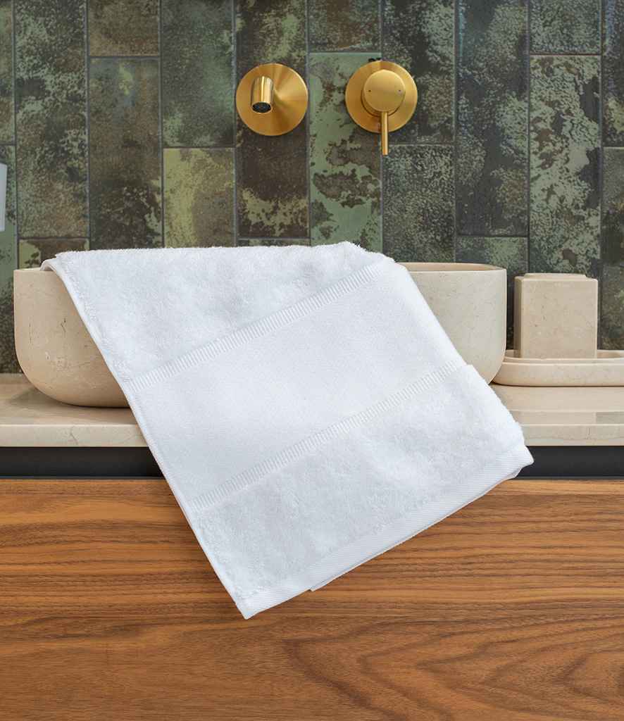Towel City Organic Printable Border Hand Towel - White