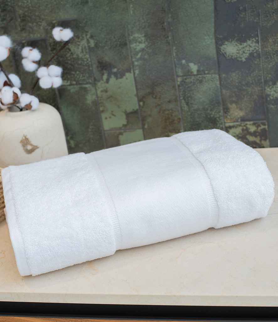 Towel City Organic Printable Border Bath Sheet - White