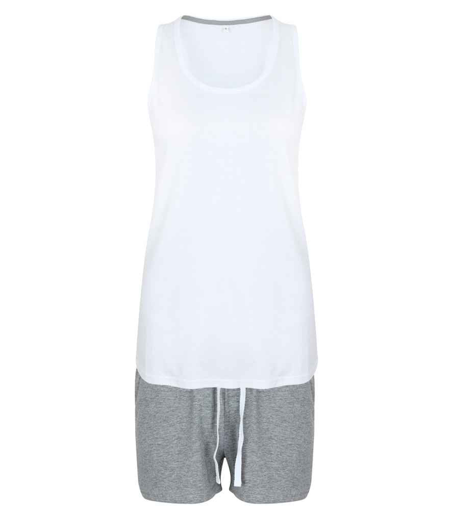 Towel City Short PJ's in a Bag - White/Heather Grey