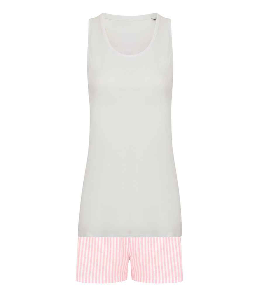 Towel City Short PJ's in a Bag - White/Pink