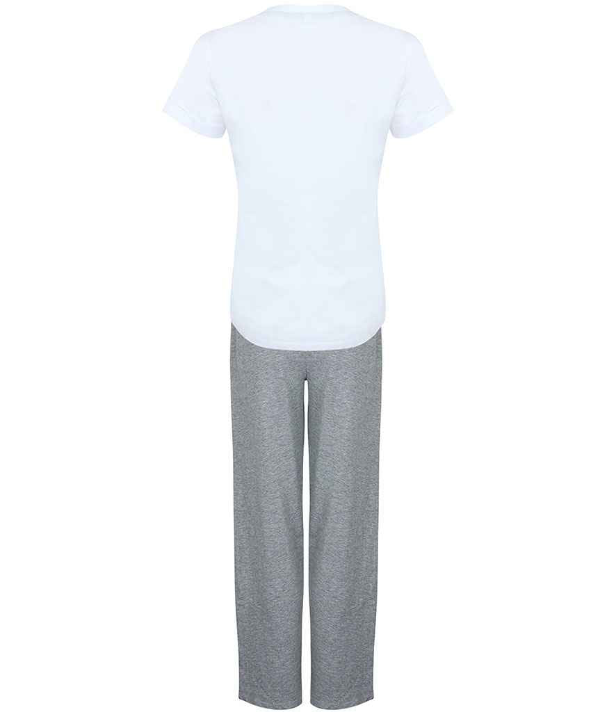 Towel City Long PJ's in a Bag - White/Heather Grey
