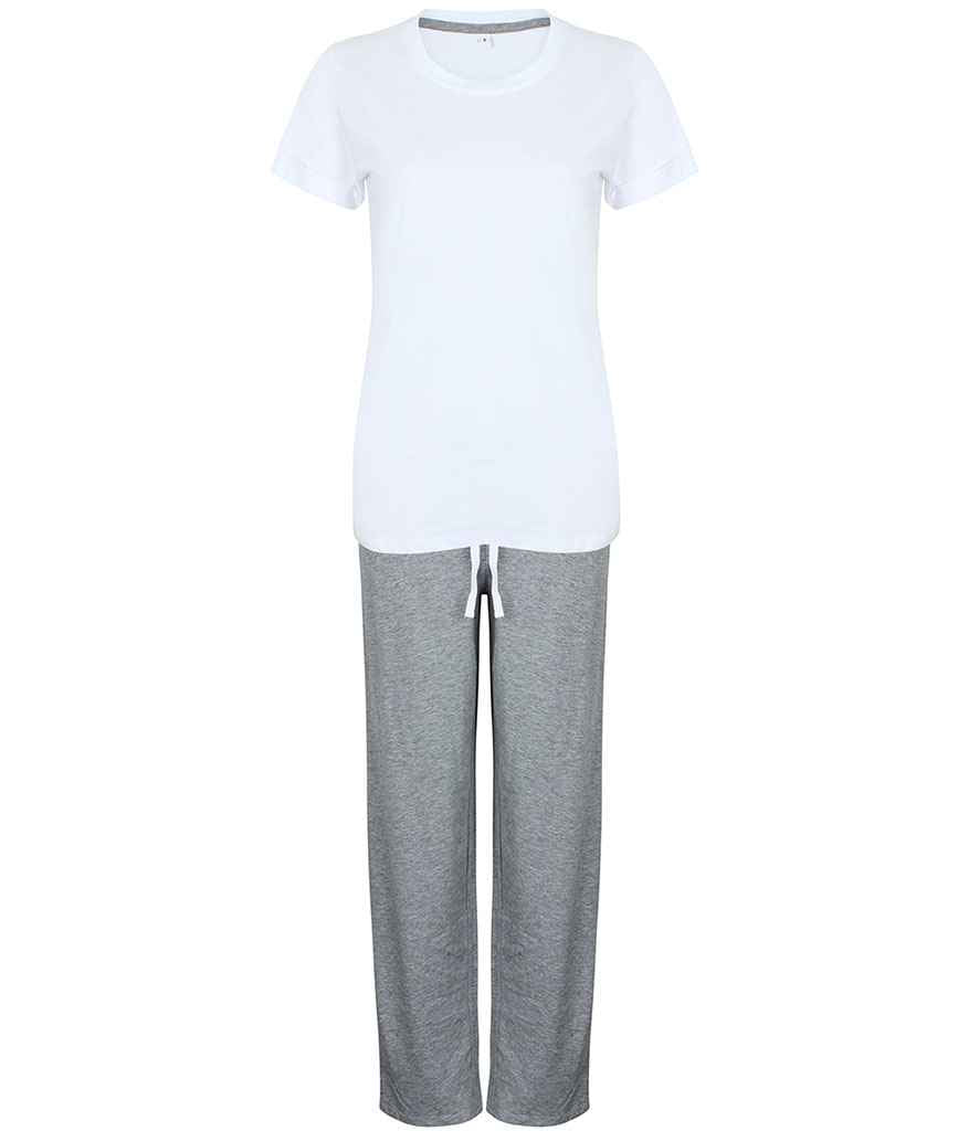 Towel City Long PJ's in a Bag - White/Heather Grey