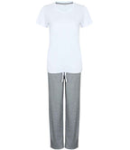 Towel City Long PJ's in a Bag - White/Heather Grey