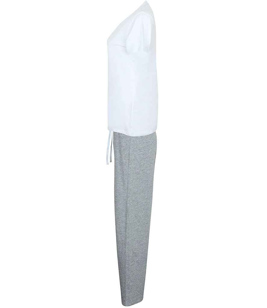 Towel City Long PJ's in a Bag - White/Heather Grey