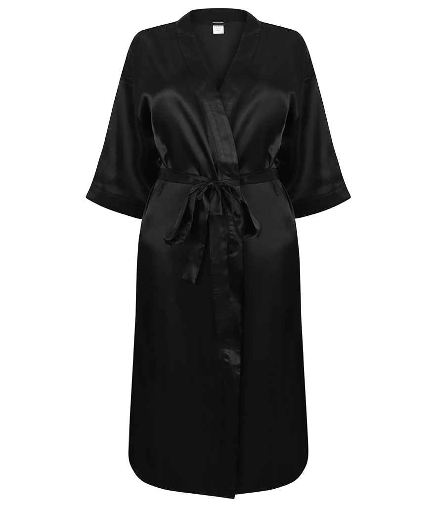Towel City Ladies Satin Robe - Black