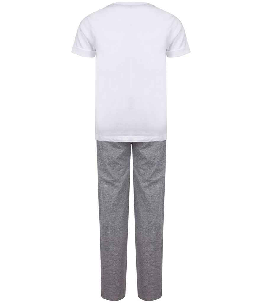 Towel City Kids Long PJ's - White/Heather Grey