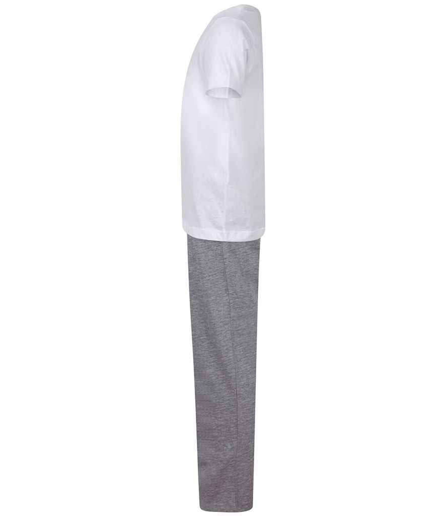 Towel City Kids Long PJ's - White/Heather Grey