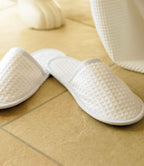 Towel City Waffle Mule Slippers - White