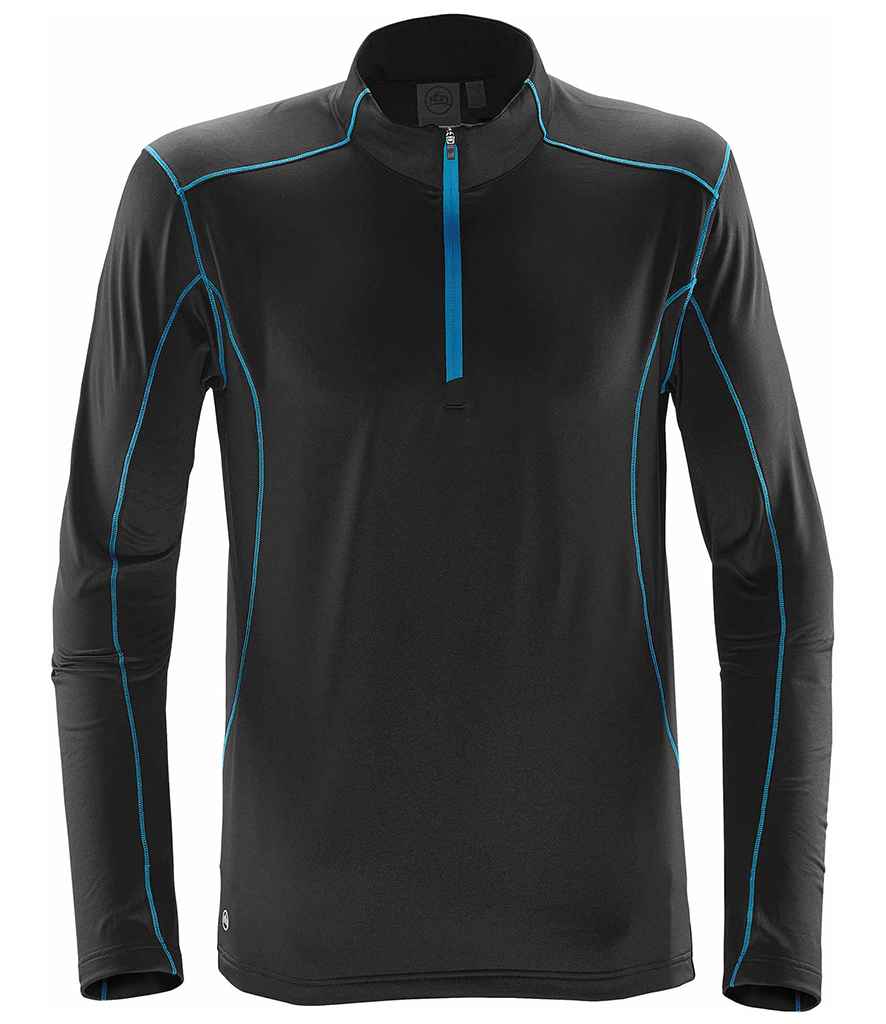 Stormtech Pulse Fleece Pullover Zip Neck Top - Black/Electric Blue