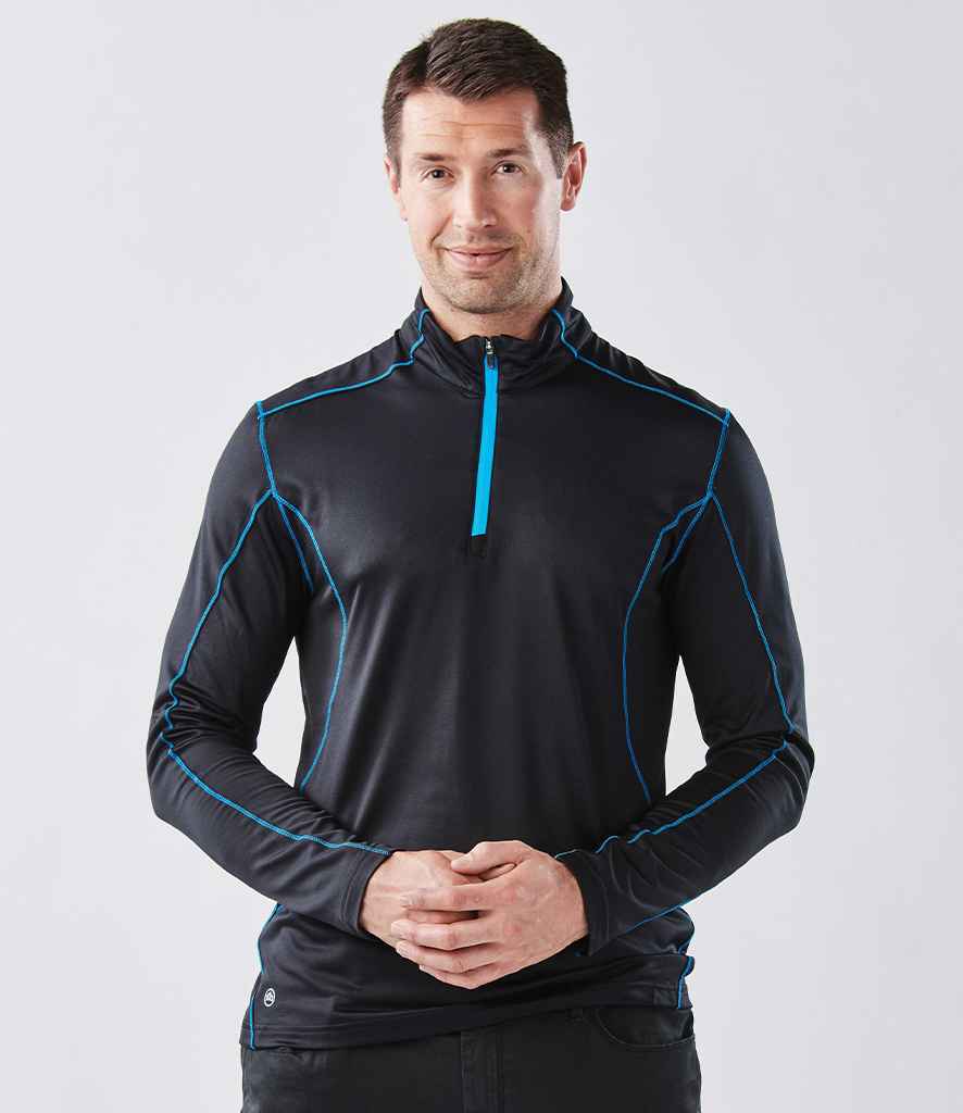 Stormtech Pulse Fleece Pullover Zip Neck Top - Black/Electric Blue
