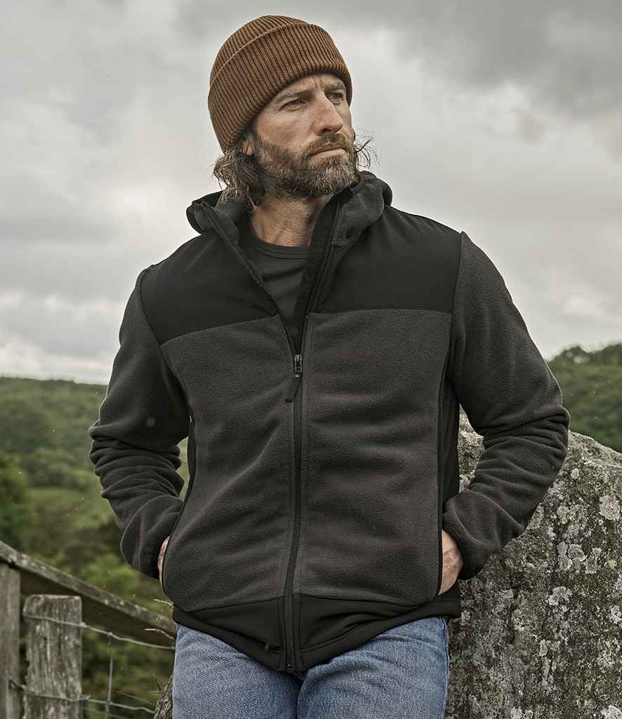Tee Jays Mountain Hooded Fleece Jacket - Asphalt/Black