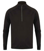 Tombo Long Sleeve Zip Neck Performance Top - Black