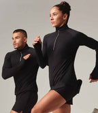 Tombo Long Sleeve Zip Neck Performance Top - Black