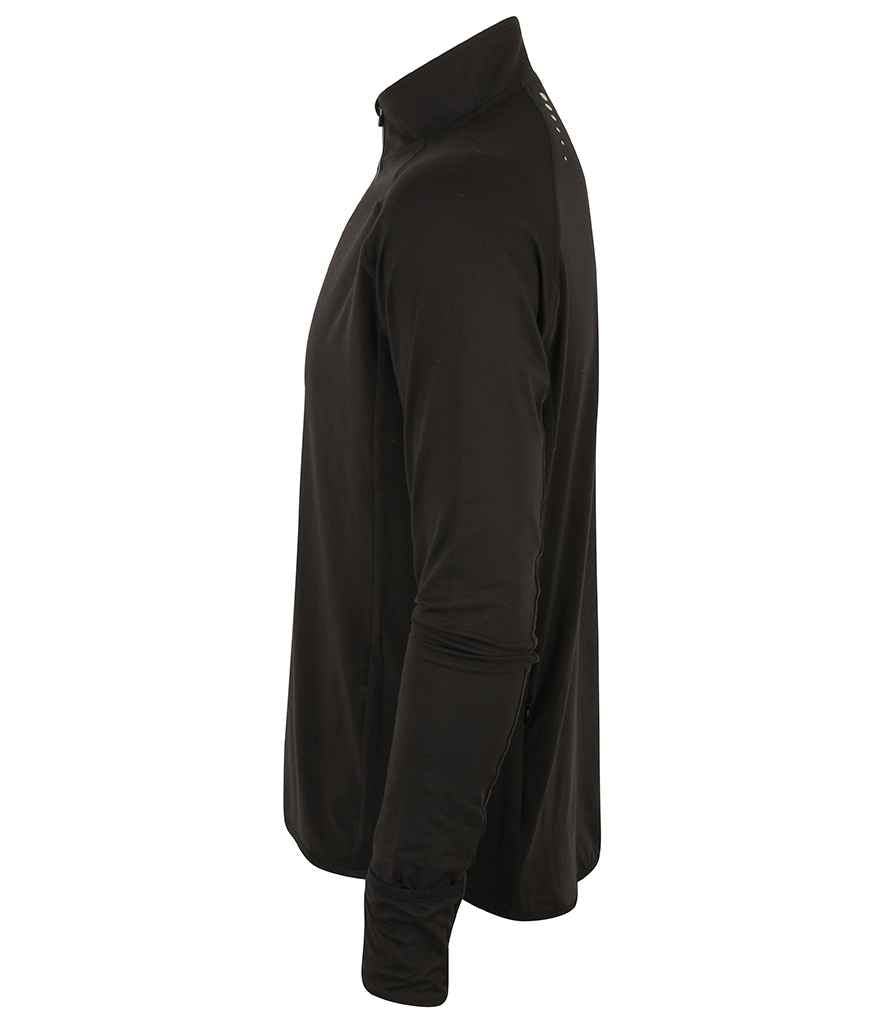 Tombo Long Sleeve Zip Neck Performance Top - Black