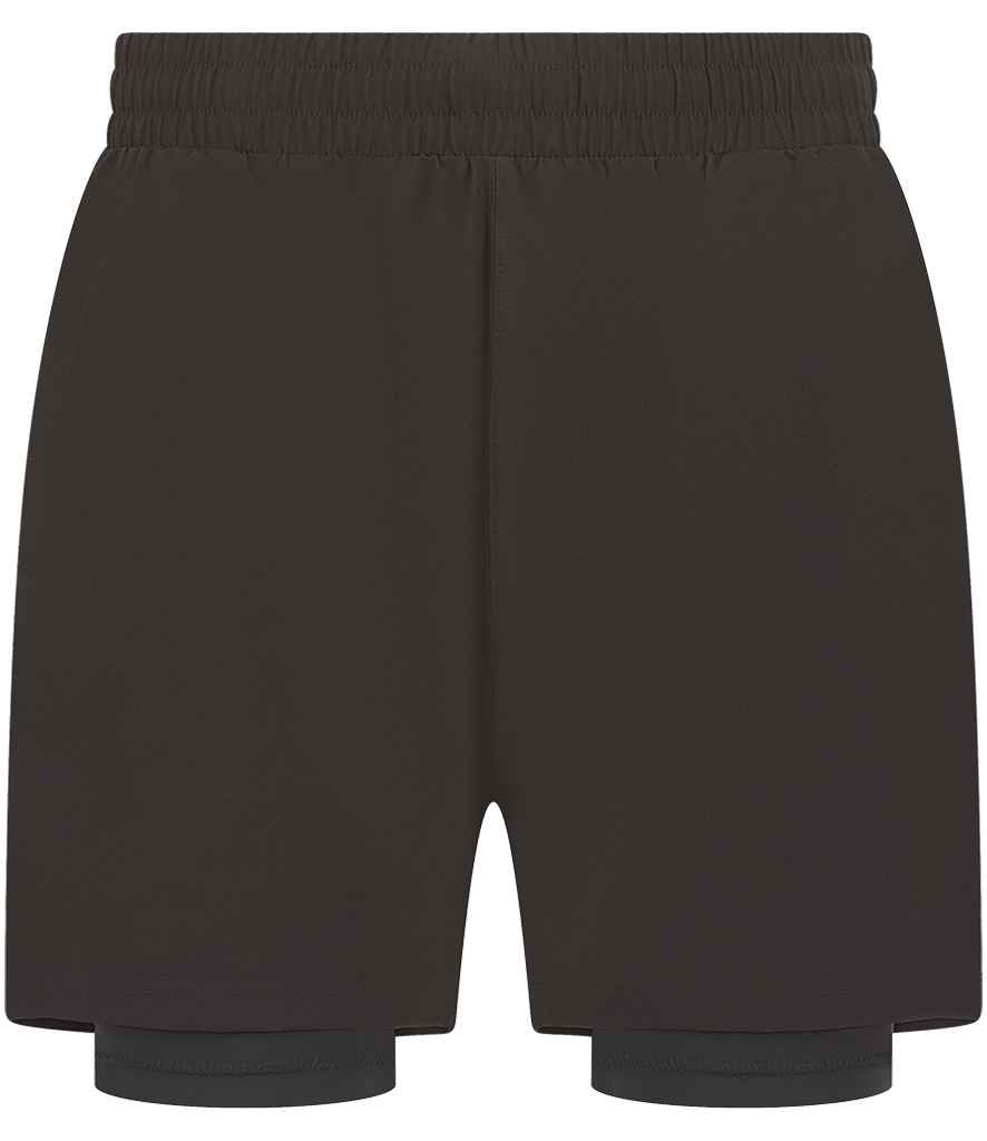 Tombo Double Layer Sports Shorts - Black/Black