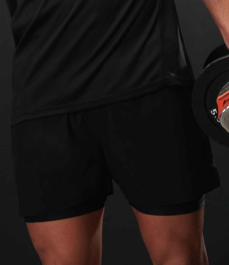 Tombo Double Layer Sports Shorts - Black/Black