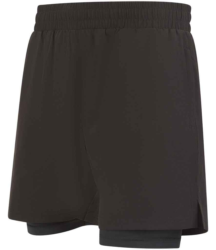 Tombo Double Layer Sports Shorts - Black/Black