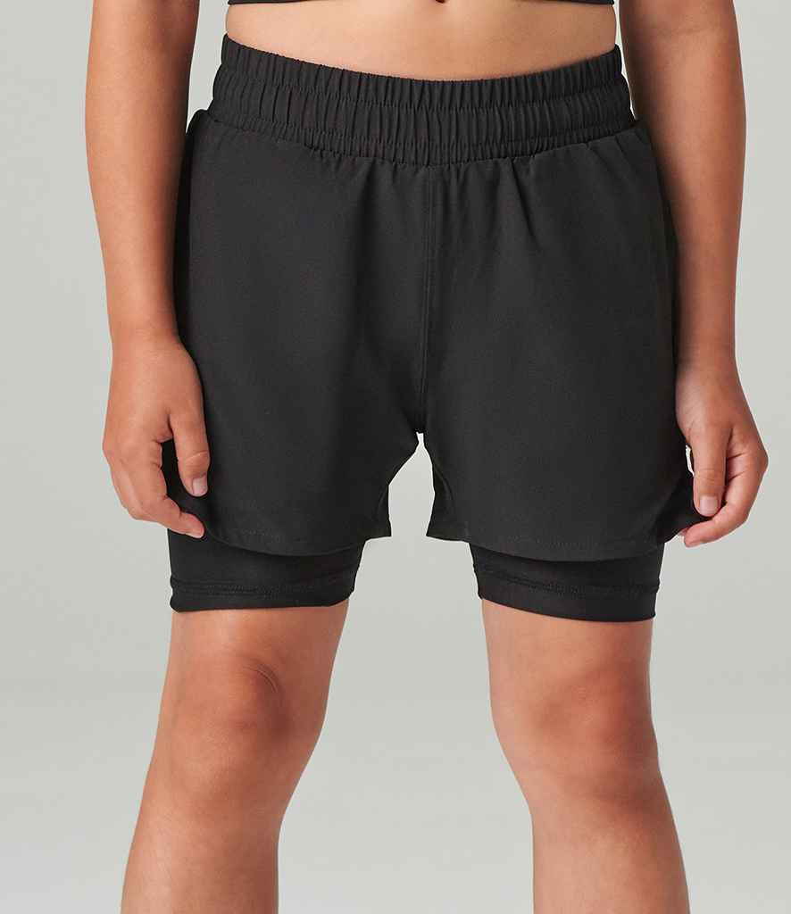 Tombo Kids Double Layer Sports Shorts - Black