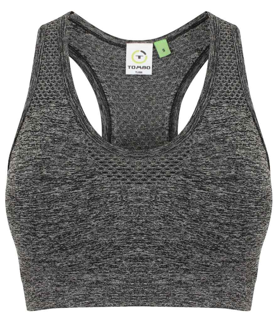Tombo Ladies Seamless Crop Top - Dark Grey Marl