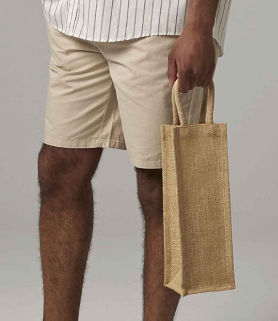 Westford Mill Shimmer Jute Bottle Bag - Natural Gold