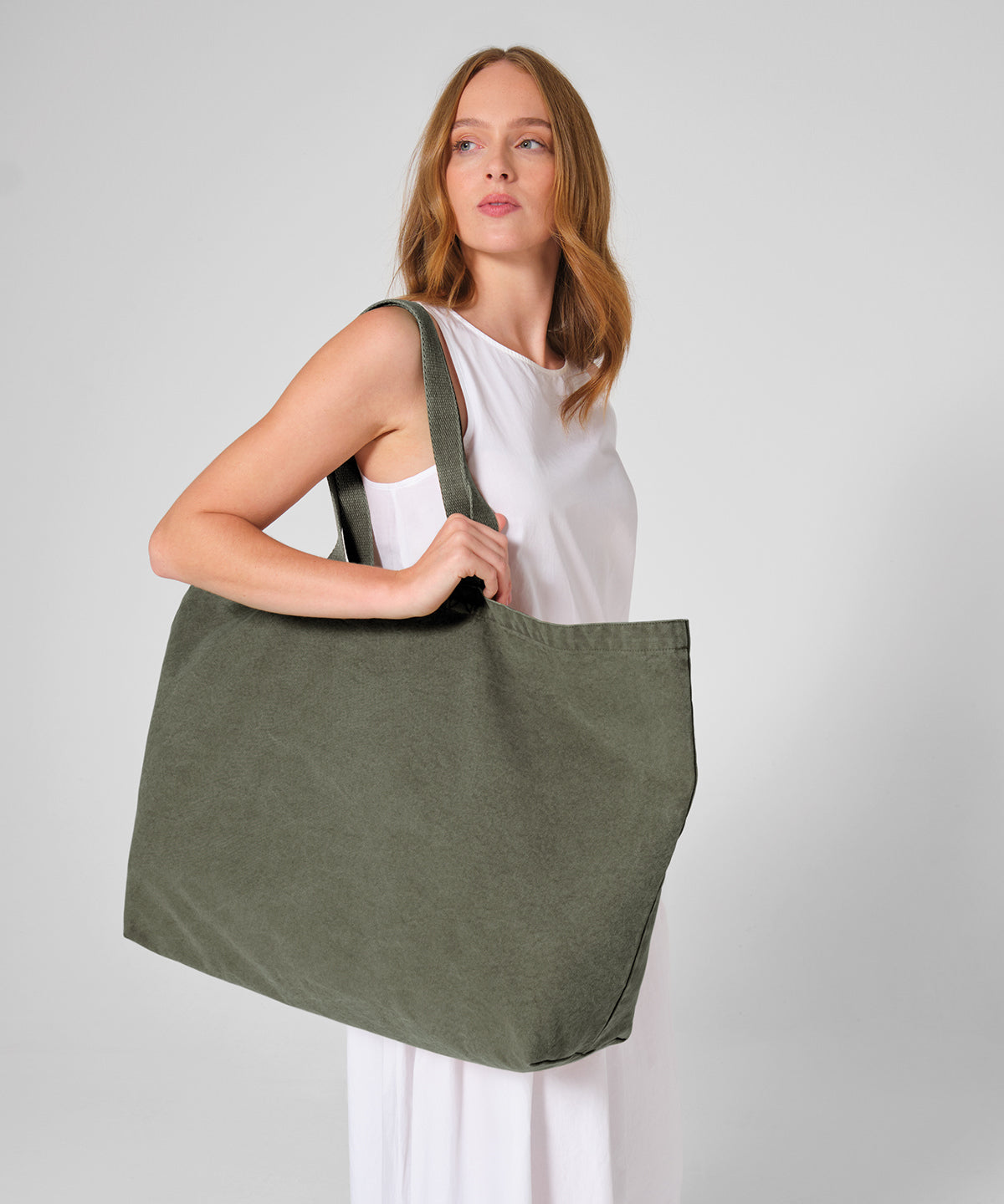 Garment-dyed oversized tote bag