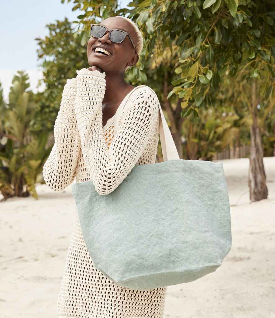 Westford Mill Soft Washed Jute Beach Bag - Duck Egg Blue