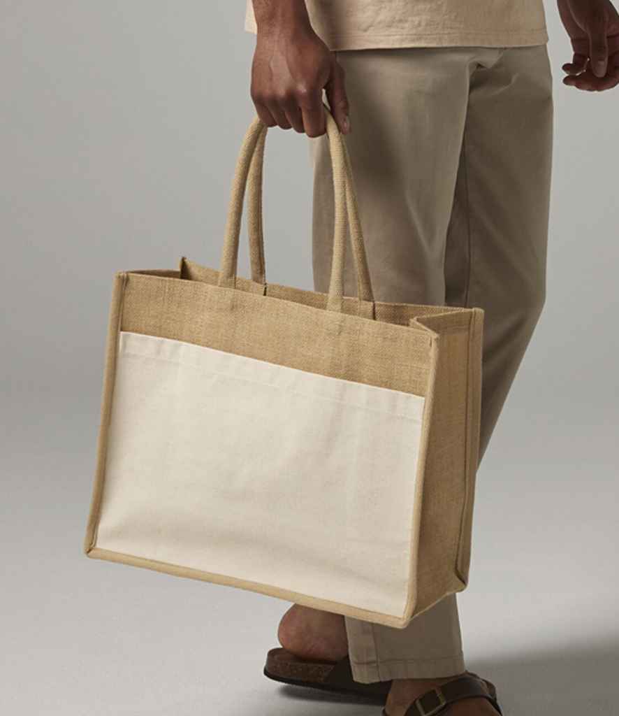 Westford Mill Cotton Pocket Natural Starched Jute Shopper - Natural