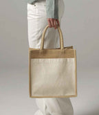 Westford Mill Cotton Pocket Natural Starched Jute Midi Tote Bag - Natural