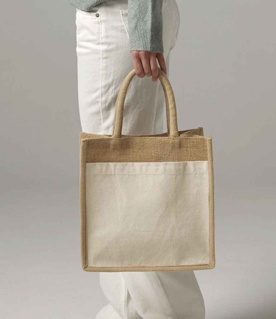 Westford Mill Cotton Pocket Natural Starched Jute Midi Tote Bag - Natural