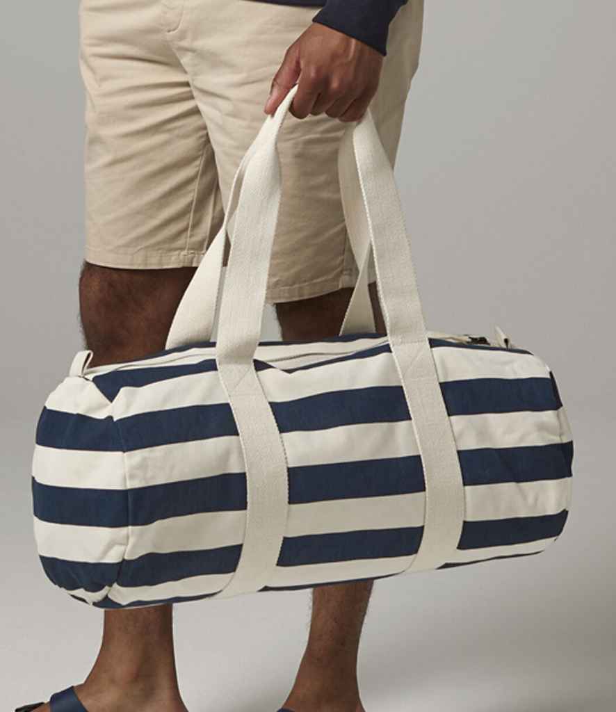 Westford Mill Nautical Barrel Bag - Natural/Navy