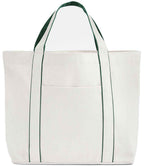 Westford Mill Courtside Medium Tote Bag - Soft White/Bottle Green