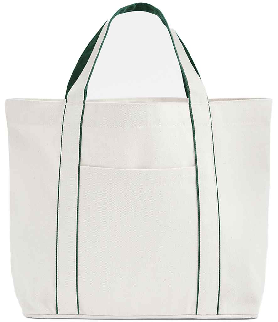 Westford Mill Courtside Medium Tote Bag - Soft White/Bottle Green
