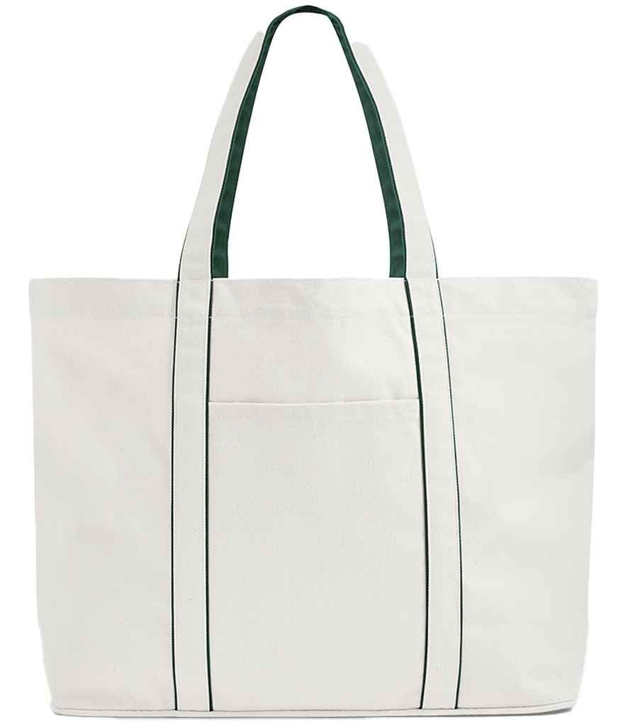 Westford Mill Courtside Large Tote Bag - Soft White/Bottle Green