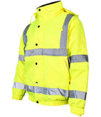 Warrior Hi-Vis Fleece Lined Bomber Jacket - Fluorescent Yellow
