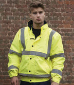 Warrior Hi-Vis Fleece Lined Bomber Jacket - Fluorescent Yellow