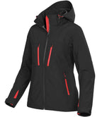 Stormtech Ladies Patrol Hooded Soft Shell Jacket - Black/Bright Red