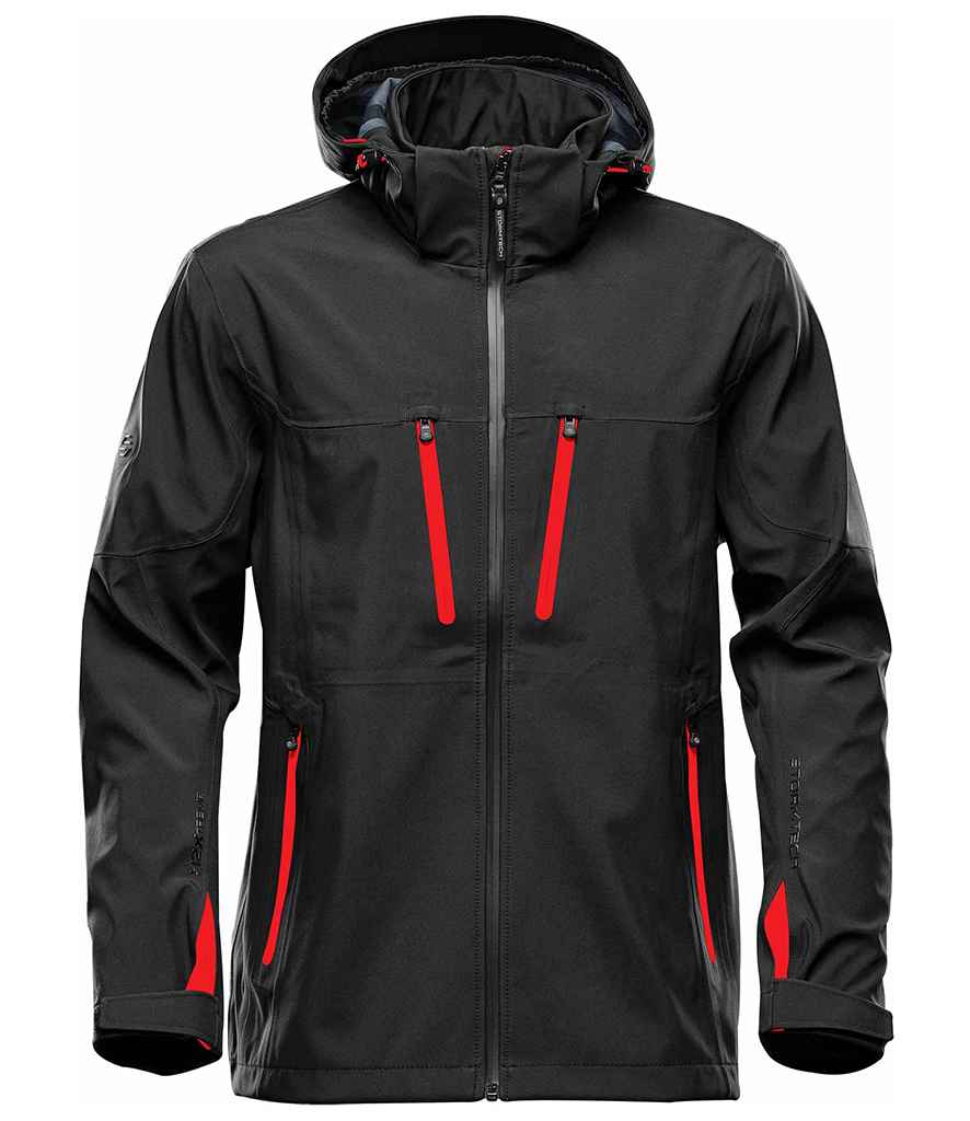 Stormtech Patrol Hooded Soft Shell Jacket - Black/Bright Red