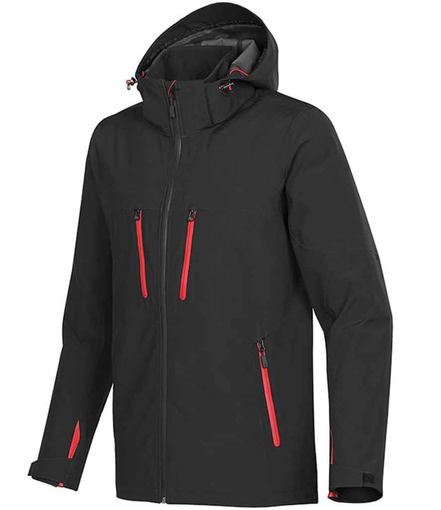 Stormtech Patrol Hooded Soft Shell Jacket - Black/Bright Red