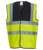 Yoko Hi-Vis Two Band and Braces Waistcoat - Black/Yellow