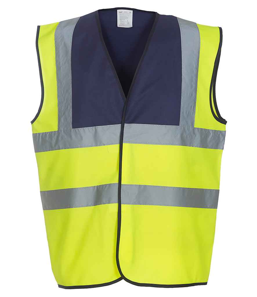 Yoko Hi-Vis Two Band and Braces Waistcoat - Navy/Yellow