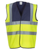 Yoko Hi-Vis Two Band and Braces Waistcoat - Navy/Yellow